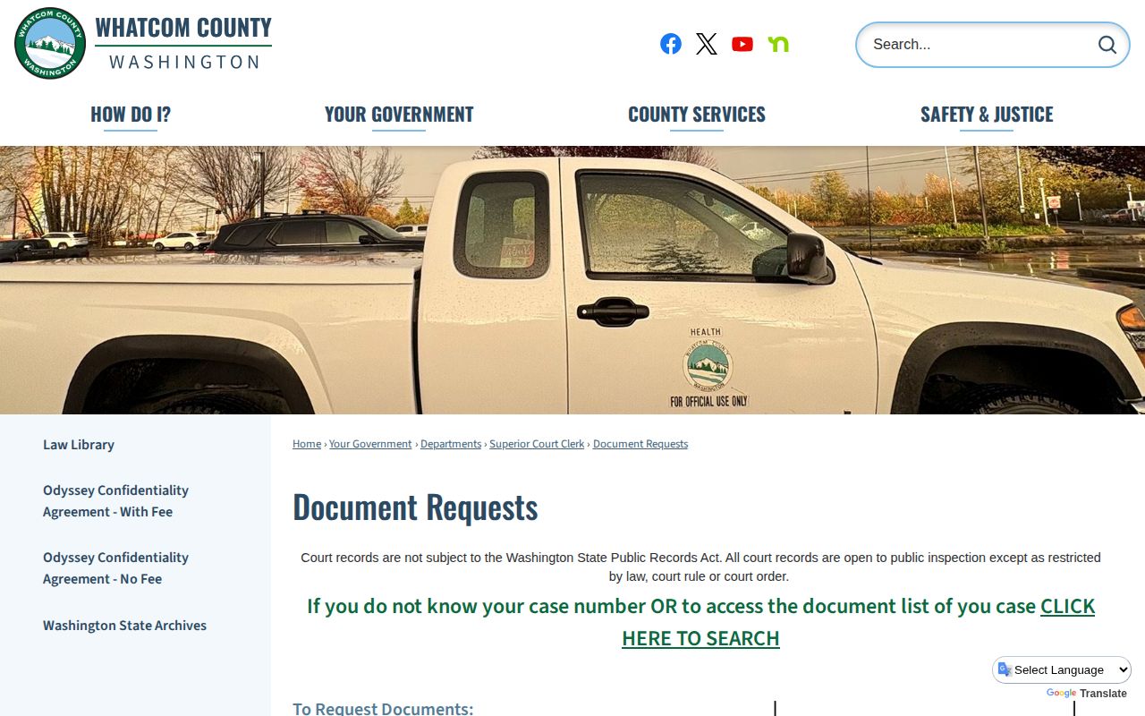 Whatcom County Superior Court document request path for arrest news
