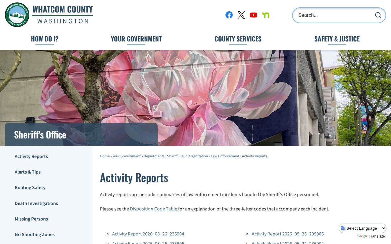 Whatcom County Sheriff activity reports for crime news