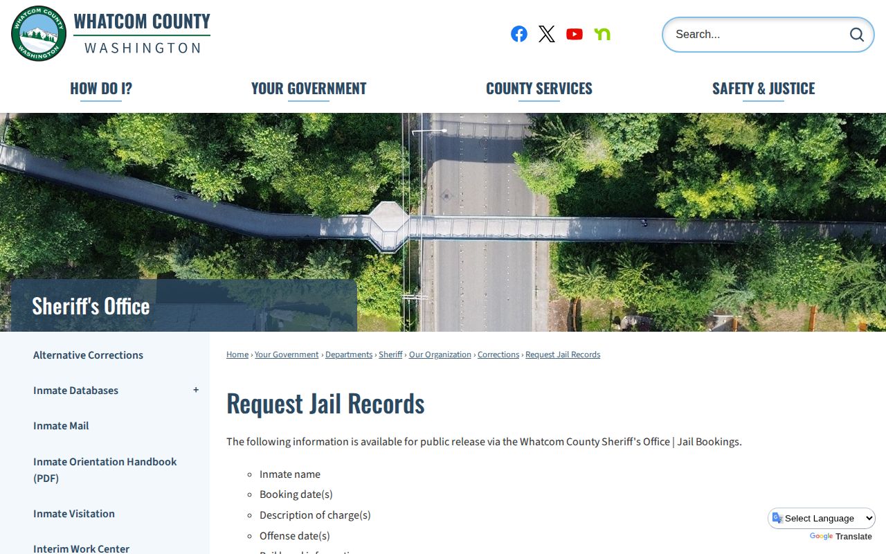 Whatcom County jail record release information